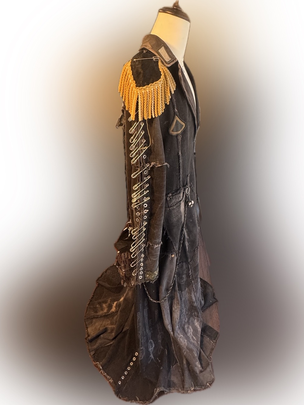 Junker Designs 1/1 Trench Coat Hand Painted/Constructed  Wearable Art size XL